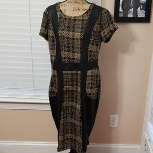 NWT Ashley Stewart dress with faux leather size 16